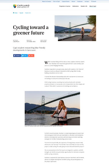 A second screenshot of Capilano University's website
